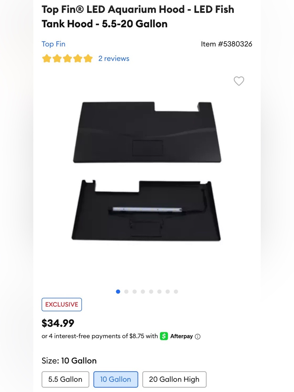 Top Fin® LED Aquarium Hood - LED Fish Tank Hood - 10 Gallon